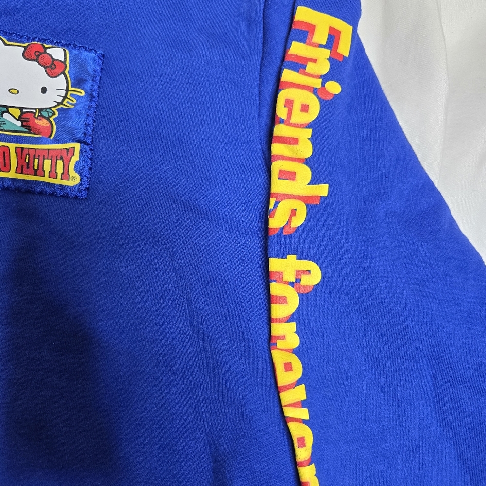 VINTAGE Hello Kitty Y2K Sanrio blue boxy crop hoodie sweatshirt top RARE M/L‎ - Picture 7 of 9